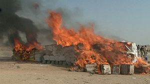 Pakistan officials destroy seized drugs