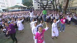 The dancing demonstrators of One Billion Rising