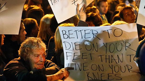 Panic protests outside the Cypriot parliament
