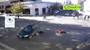Motorcyclist's narrow escape caught on camera