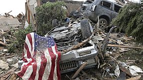 Storm tears down US flag
