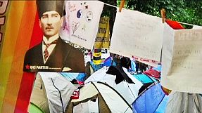 Turkish protesters set up tent camp in Ankara