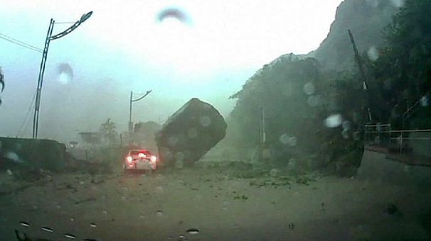 Captured on video: amazing escape in Taiwan landslide
