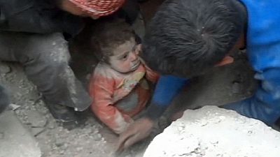 Baby recovering after Syrian air strike rescue Baby recovering after Syrian air strike rescue