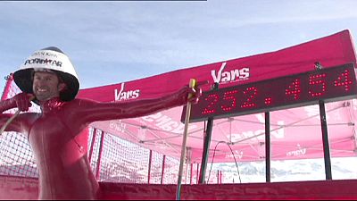 Italian speed skier breaks world record Italian speed skier breaks world record