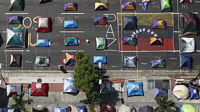 Protesters camp out in Caracas Protesters camp out in Caracas