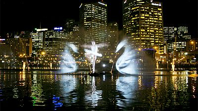 Water projection of Swan Lake ballet Water projection of Swan Lake ballet