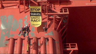 Greenpeace protests at Arctic oil drilling Greenpeace protests at Arctic oil drilling