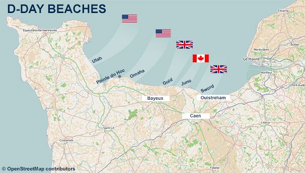 Map of D-Day beaches