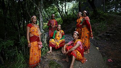 Hindu devotees rest during pilgrimage in Kathmandu Hindu devotees rest during pilgrimage in Kathmandu