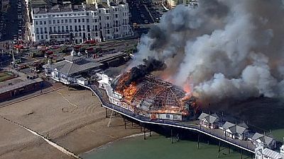 Fire and smoke engulf British pier – nocomment Fire and smoke engulf British pier – nocomment