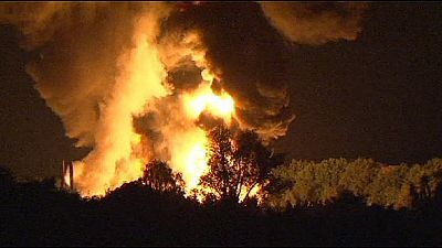 Firefighters battle blaze at a German chemical plant Firefighters battle blaze at a German chemical plant