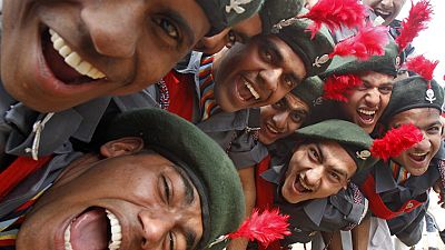 Indian cadets celebrate marching trophy win Indian cadets celebrate marching trophy win