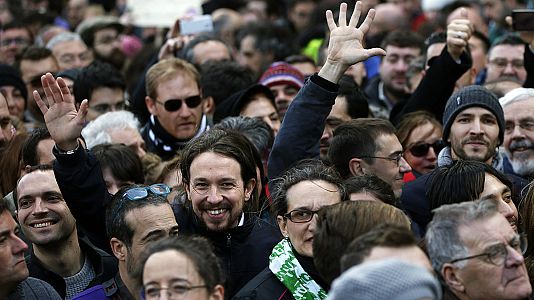 Proteste wie in Athen: Tausende Podemos-Anhänger demonstrieren in Madrid Proteste wie in Athen: Tausende Podemos-Anhänger demonstrieren in Madrid