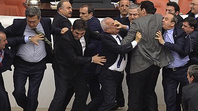 Turkish Politicians brawl Turkish Politicians brawl