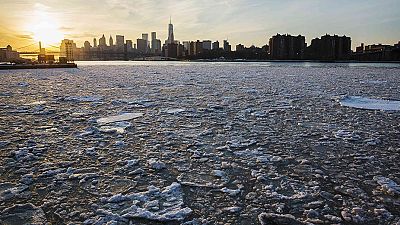 Polar opposites: Sunset over a frozen New York Polar opposites: Sunset over a frozen New York