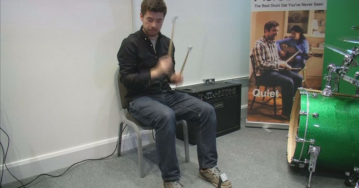 Drumming in thin air invisible drum kit allows player to perform