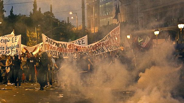 Violence as Greek protesters clash with police