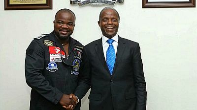 Nigerian Veep celebrates first African pilot to fly solo across the world