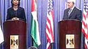 Rice talks of peace despite collapse of Palestinian unity talks