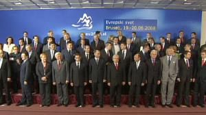 EU treaty up on blocks, leaders earnest but jovial
