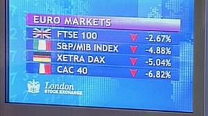 Forte chute des Bourses européennes