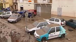 Cars swept away in French floods