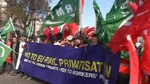 Rail privatisation protests in Paris