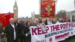 UK postal workers protest Royal Mail sell-off