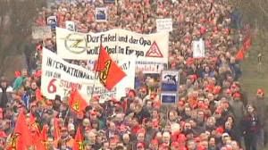 Berlin considers rescue for Opel as workers protest