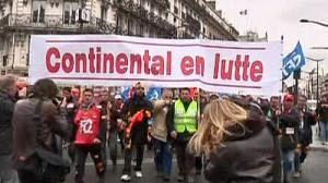 Continental workers protest as French jobless totals rise