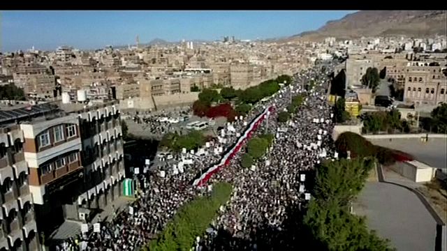 Yemen's Huthi rebels hold mass protest against Saudi-led coalition strikes