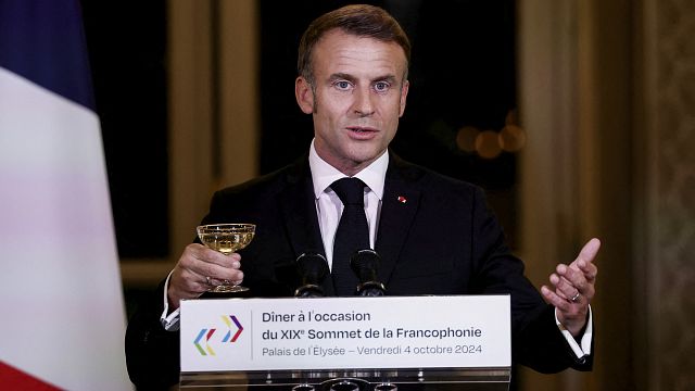 French President Emmanuel Macron addresses delegations at 19th Francophone Summit thumbnail