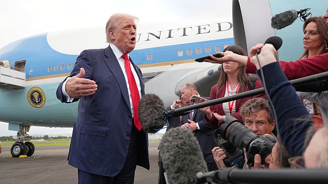 Trump warns Europe against immigration as he arrives in Scotland thumbnail