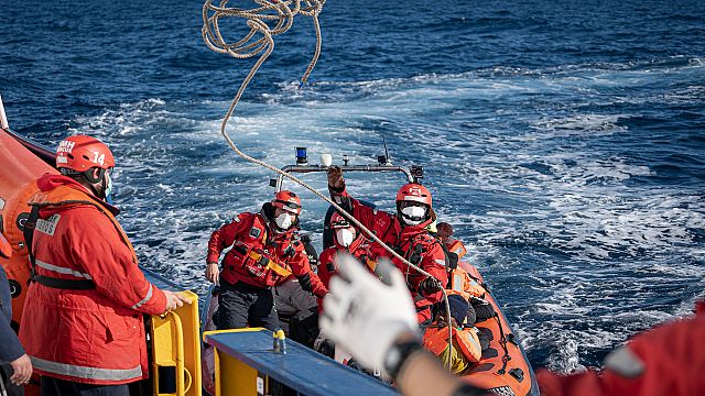 Pregnant woman medically evacuated after migrant boat rescue in Mediterranean Sea thumbnail