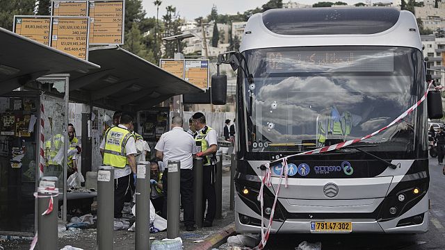 The site of the Jerusalem shooting that left six dead