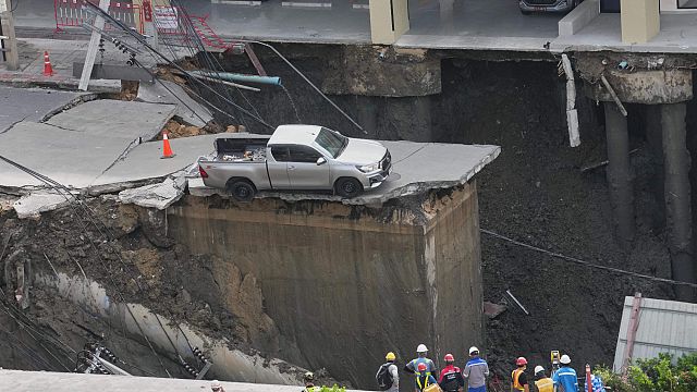 A sinkhole opens in Bangkok after road collapse during construction