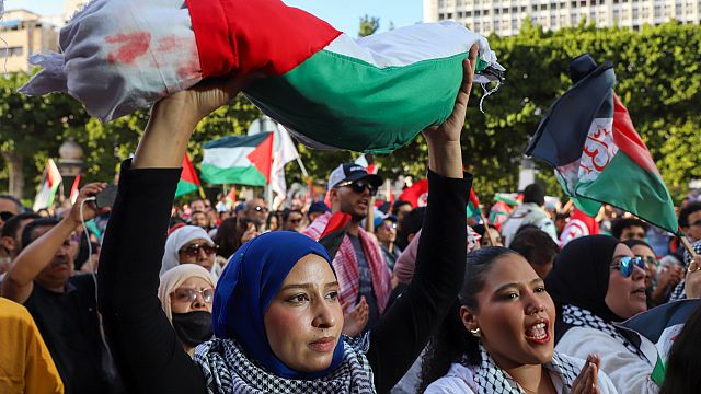 Protesters in Tunisia mark Gaza anniversary, demand end to ties with Israel