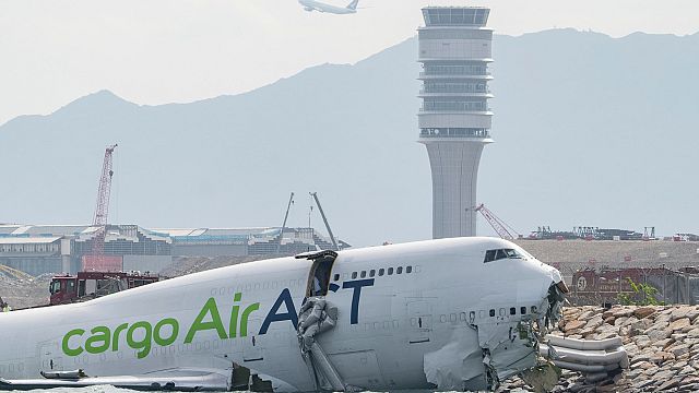 Two killed after cargo plane veers off runway while landing in Hong Kong