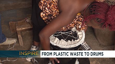 The Ugandan singer turning plastic waste into drums