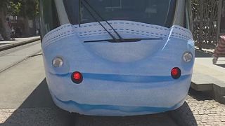 Morocco trams adorn mask to encourage use