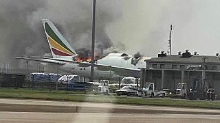 Ethiopian Airlines plane catches fire at Shanghai airport