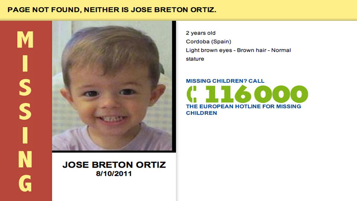 Missing children images on website error pages