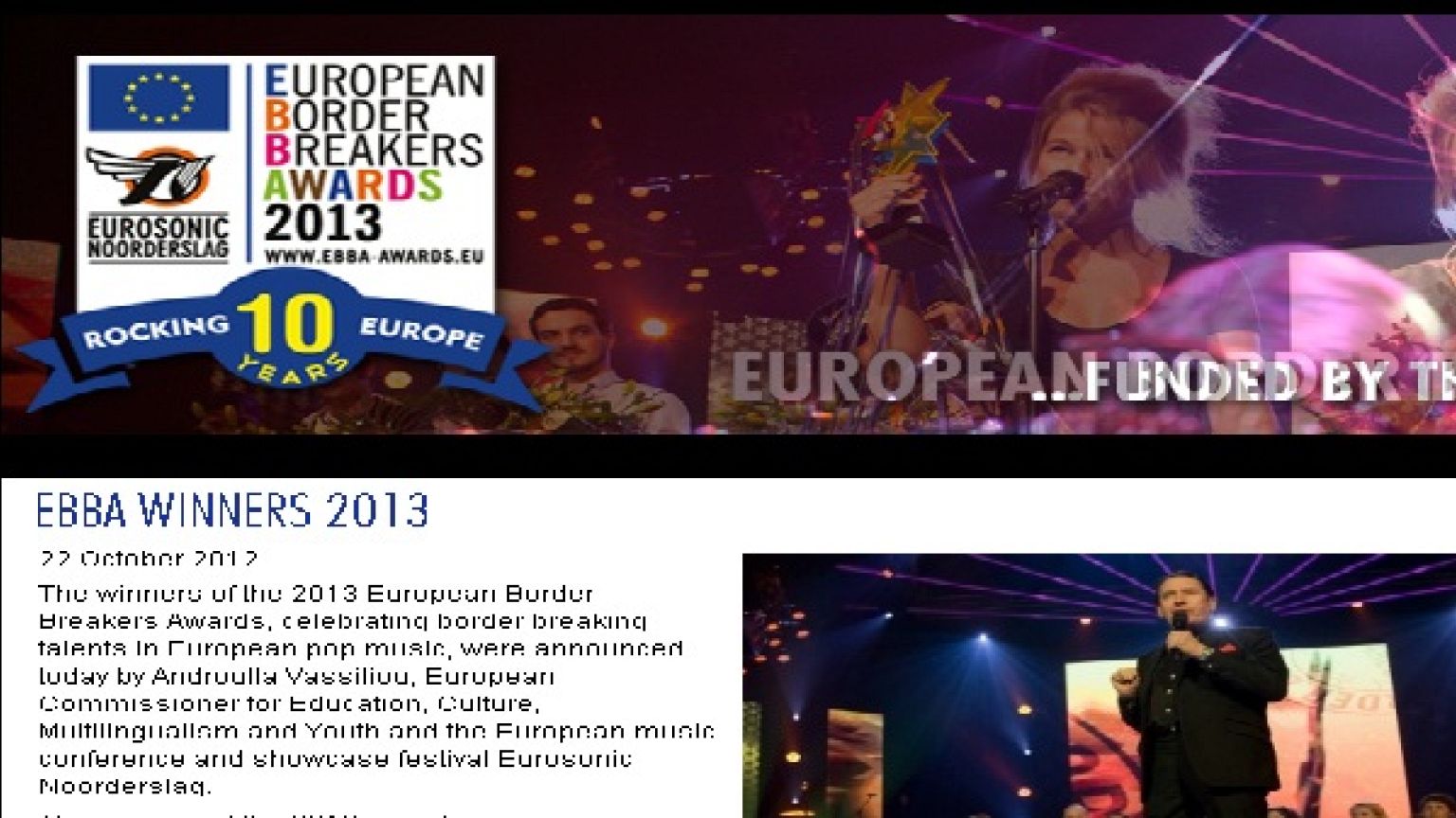 The EBBA ceremony live tonight. Music to your ears