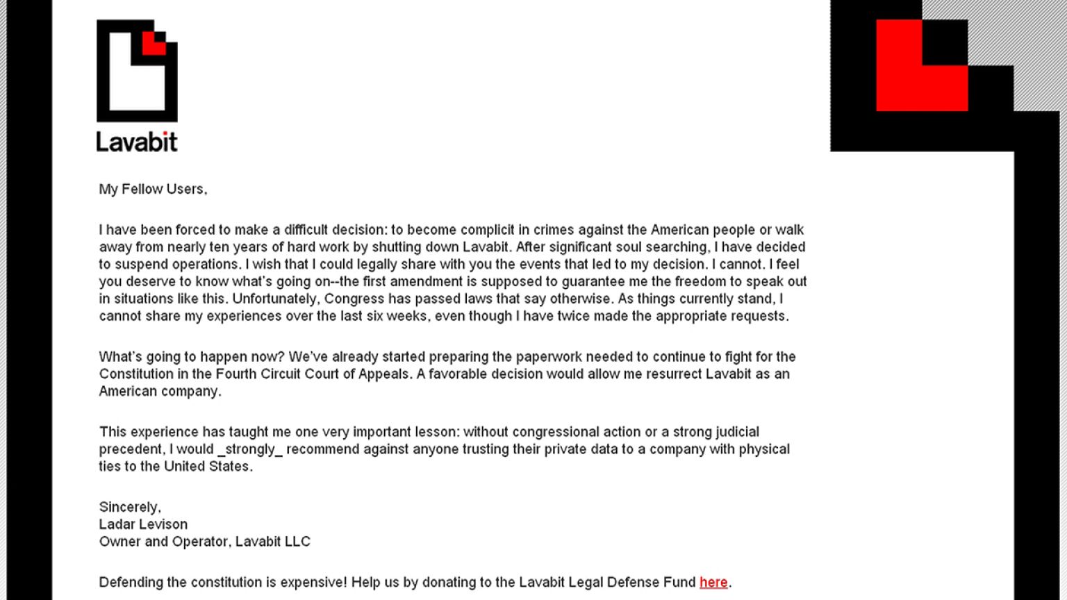 Encrypted email service linked to Snowden leaks is shut down