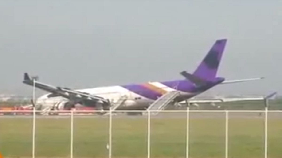 Thai Airways Airbus skids off Bangkok runway, 14 injured