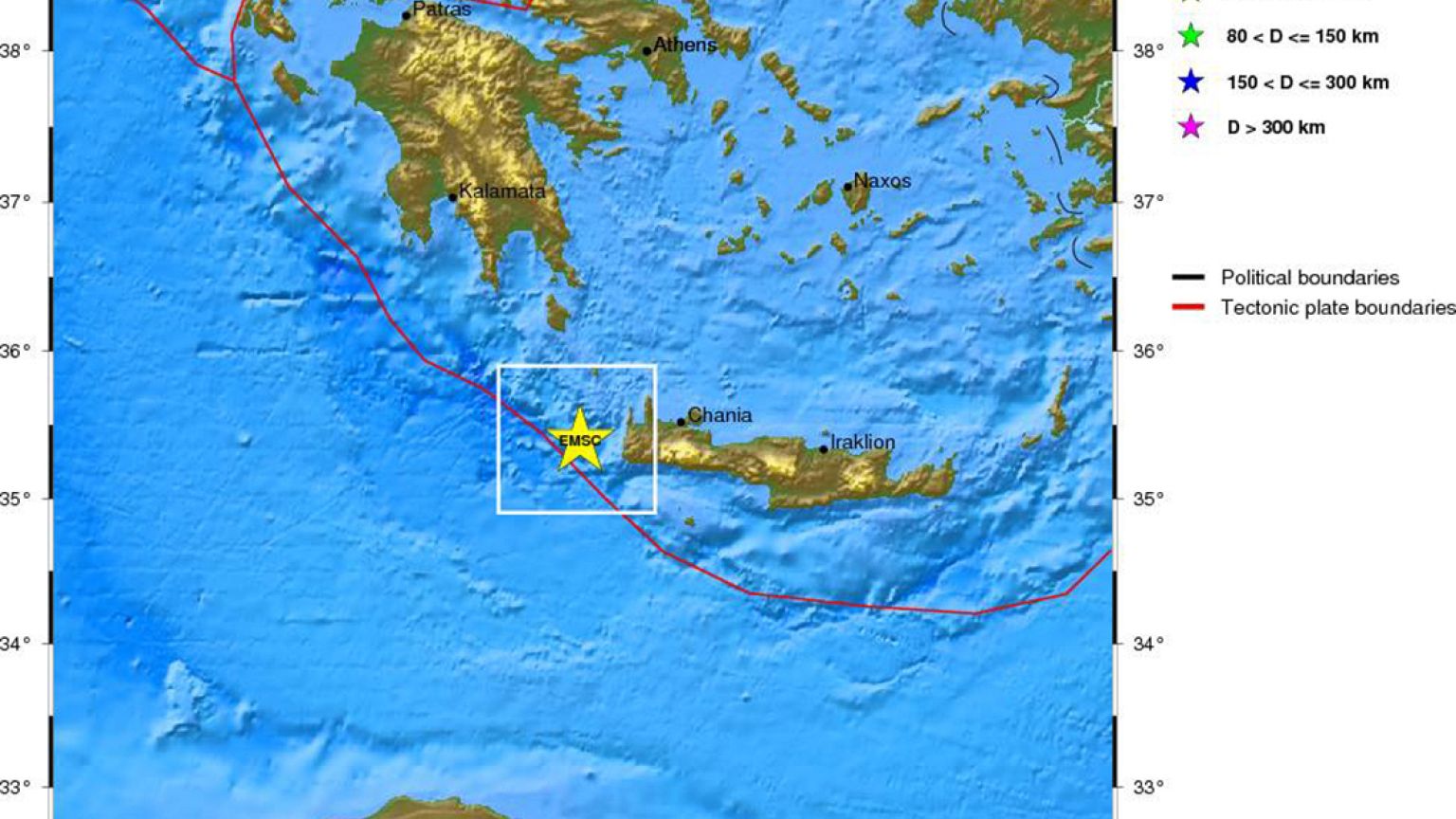 Erdbeben westlich von Kreta