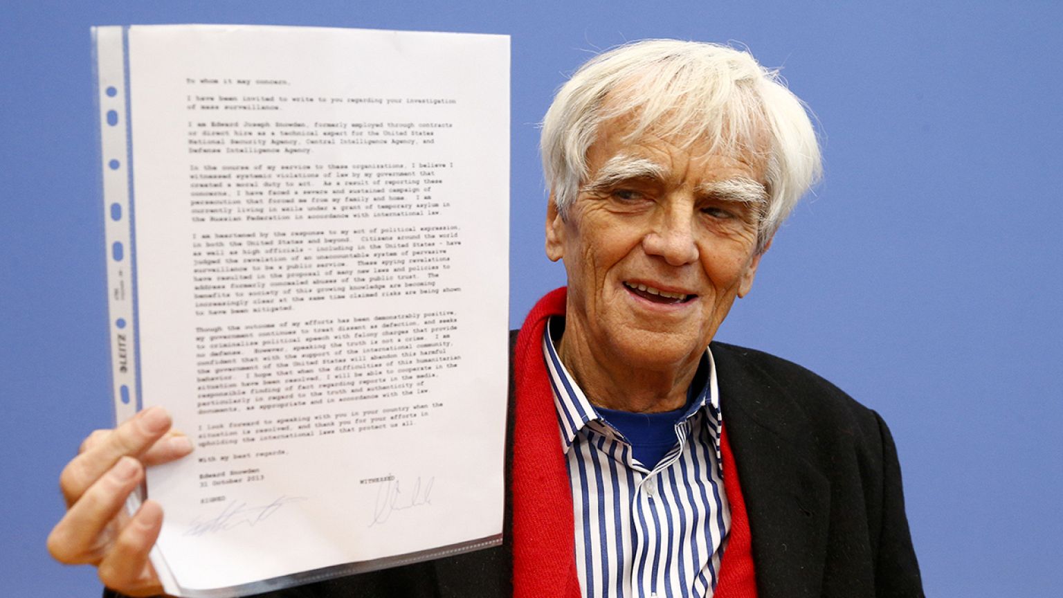 Snowden letter to Angela Merkel and German parliament