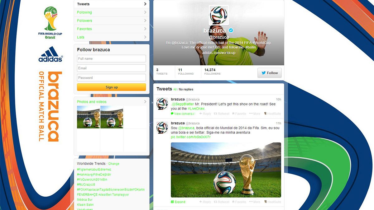 Brazuca, le ballon de la Coupe du monde révélé sur son compte Twitter