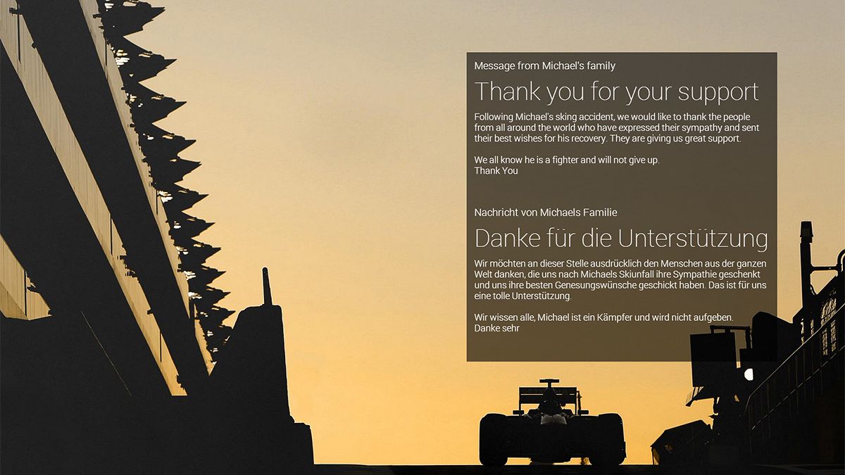 Michael Schumacher's family thanks fans for messages of support